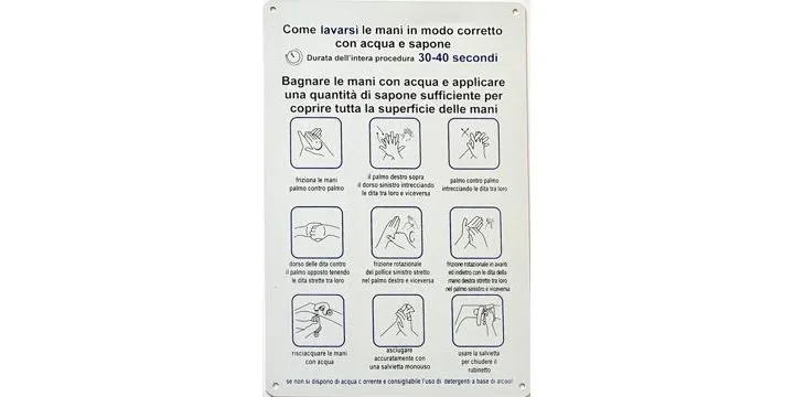 Cartello procedura lavaggio mani Covid-19