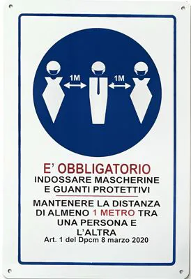 Cartello obbligo mascherina e guanti 