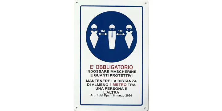 Cartello obbligo mascherina e guanti 